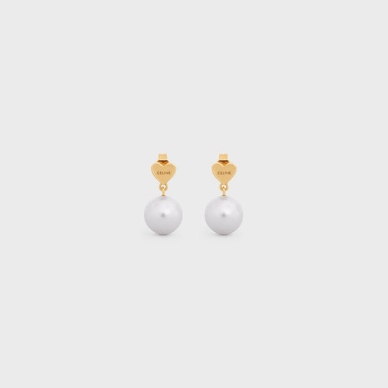 Women Heart Celine Earrings - Gold/Ivory