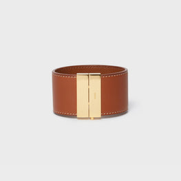 Women Triumph Embroidered Leather Bracelet - Tan/Ecru