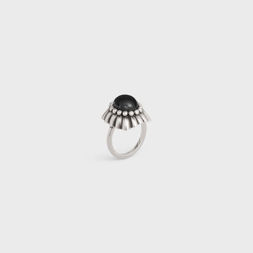 Celine Folk Onyx Ring - Vintage Silver/Onyx