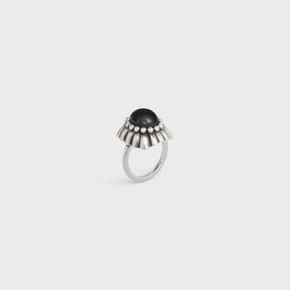 Women Celine Folk Onyx Ring - Vintage Silver/Onyx