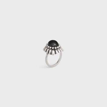 Celine Folk Onyx Ring - Vintage Silver/Onyx