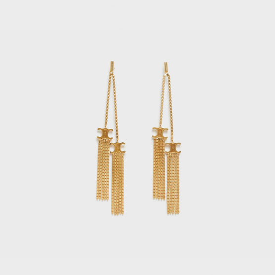 Women Triumph Folk Pompon Earrings - Gold