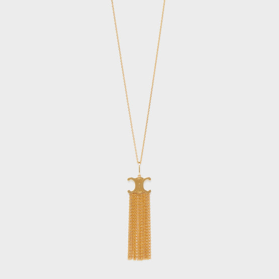 Women Triumph Folk Fringe Long Necklace - Gold