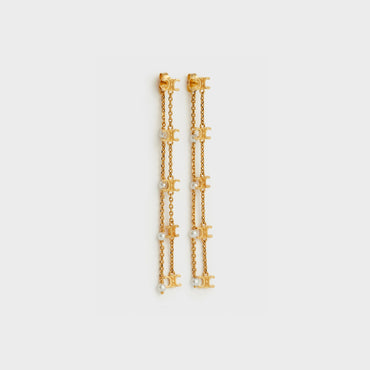 Long Pearl Earrings - Gold/Ivory