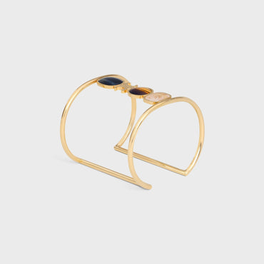Triomphe Indie Cuff Brass & Hawk+Tiger E+ Quarz Ru - Gold & Multicolour