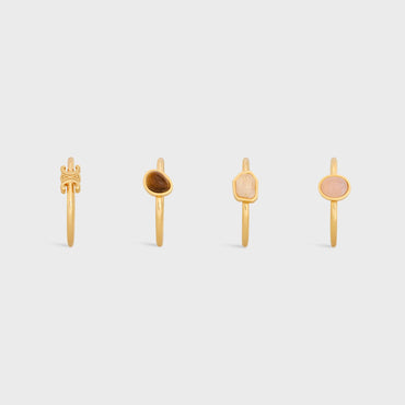 Indie Triumph Set Of 4 Rings - Gold & Multicolour