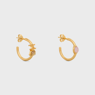 Hoops - Gold/Quartz Rutile/Pink Qu