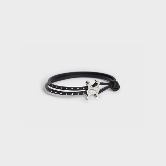 Men Triumph Stud Clasp Bracelet - Black/Silver