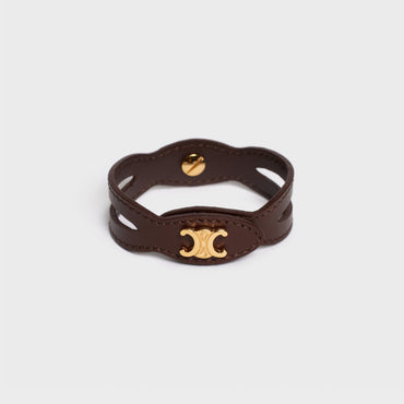 Les Cuirs Celine Bridle Bracelet Brass & Calfskin - Gold / Chestnut
