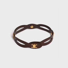 Women Celine Leathers Bridle Choker - Gold/Chestnut