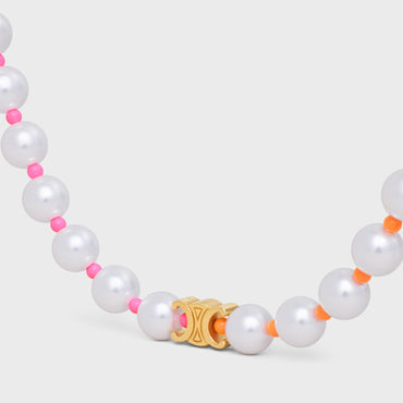 Celine Plage Pearl Necklace Brass & Resin - Multicolor