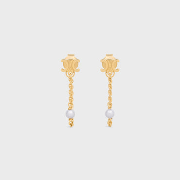 Chain Pearl Earrings - Gold/Ivory