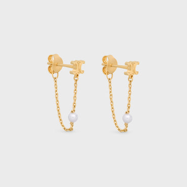 Chain Pearl Earrings - Gold/Ivory