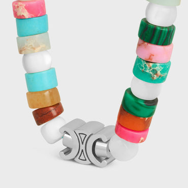San Onofre Chunky Triomphe Bracelet Brass & Natural Stones - Multicolor/Silver