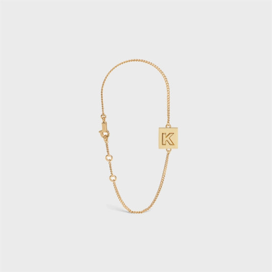 Women Alphabet K Bracelet - Gold