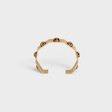 Celine Stud Thin Octagonal Bangle - Vintage Gold