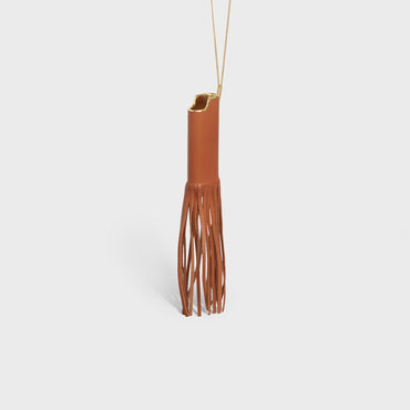Celine Lighter Case Fringes Necklace - Tan/Gold
