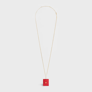 Sacred Hearts Leather Mirror Pendant - Gold/Red
