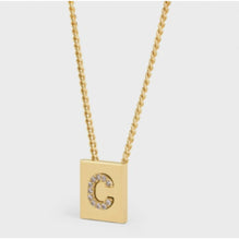 Women Alphabet C Strass Necklace - Gold