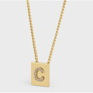 Alphabet C Strass Necklace - Gold