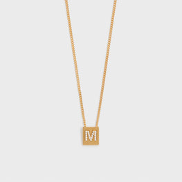 Women Alphabet M Strass Necklace - Gold