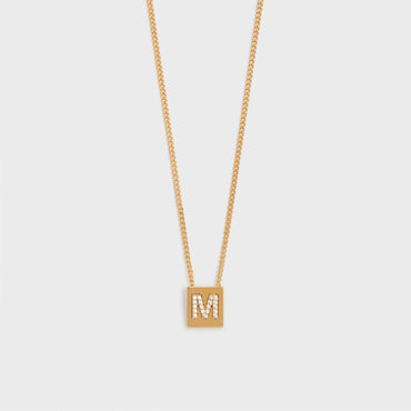 Alphabet M Strass Necklace - Gold
