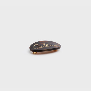 Celine Cursive Heart Hair Clip - Dark Havana/Gold