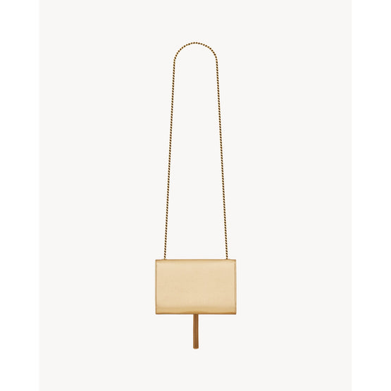 Small Kate Tassel Chain Bag In Chester Calf Lame - Oro