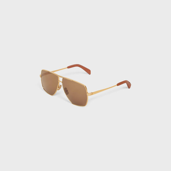 Men Metal Frame 25 Sunglasses - Gold/Nicotine