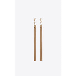 Loulou YSL Chain Tassel Earrings In Tin/Brass Metal - Dore Clair