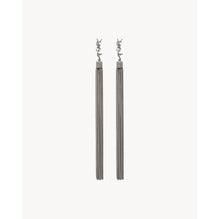 Loulou YSL Chain Tassel Earrings In Tin/Brass Metal - Argent Oxyde