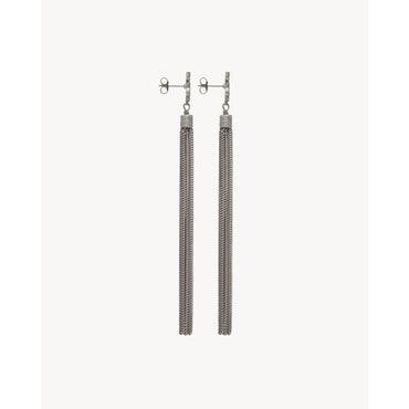 YSL Chain Tassel Earrings - Argent Oxyde