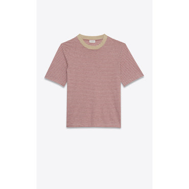 T-Shirt Round Collar - Gris Chine/Rouge