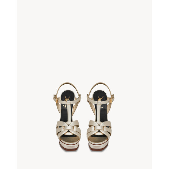 Tribute Sandals In Veau Lem Laminato - Platino