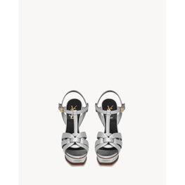 Tribute Sandals In Veau Lem Laminato - Argento