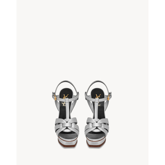 Tribute Sandals In Veau Lem Laminato - Argento