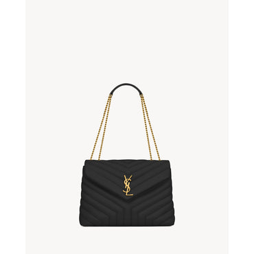Medium Loulou Chain Bag - Nero