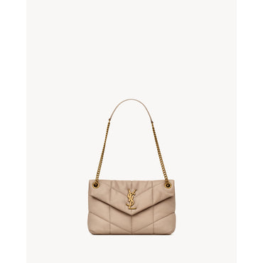 Small Puffer Chain Bag - Dark Beige