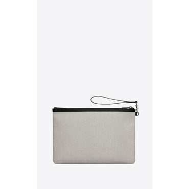 YSL POUCH SL LINO CHÂT C/RIV.G - LINO BIANCO/NERO