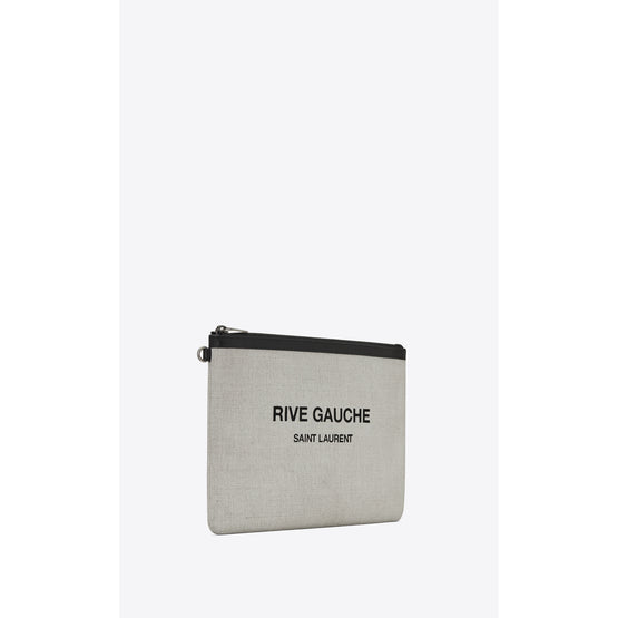 Beach Pouch Rive Gauche - Lino Bianco/Black