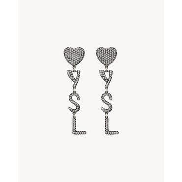 BO COEUR YSL 75%BRASS METAL/25 - ARGENT OXYDE/CRYSTAL