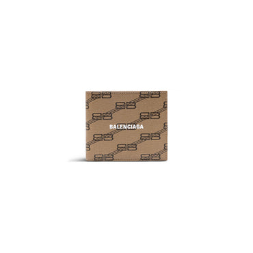 Signature Square Folded Wallet - Beige/Brown