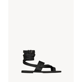 Culver Flat Sandals In Maine Liscio/Palladio Black - Black