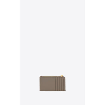 Zipped Fragments Credit Card Case - Greyish Brown