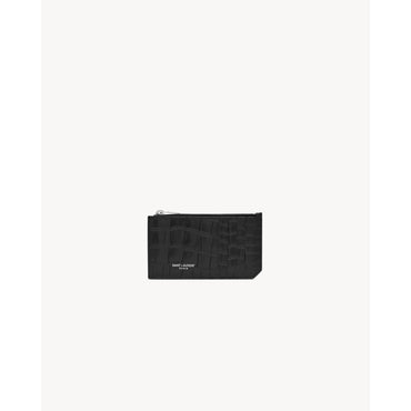 Zipped Fragments Credit Card Case - Nero