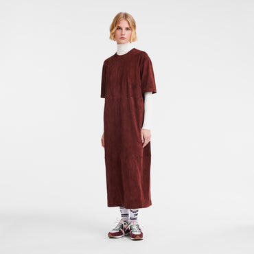 Leather long dress - Burgundy