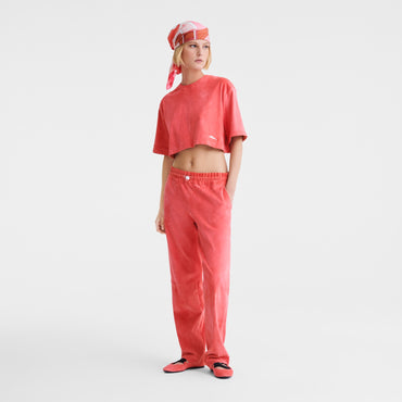 Leather straight pants - Blush