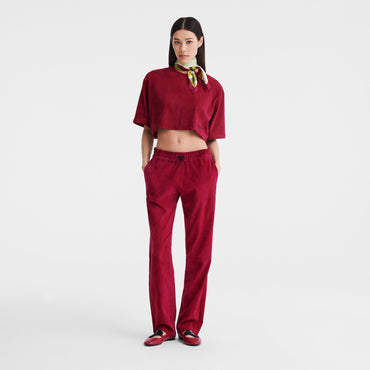 Leather straight pants - Beetroot