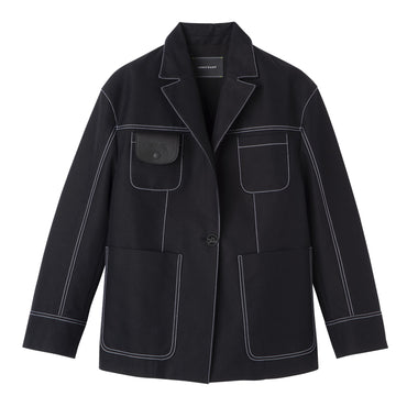 Topstitching straight jacket - Black