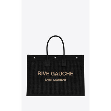 Small Rive Gauche Tote Bag - Nero/Natural Beige
